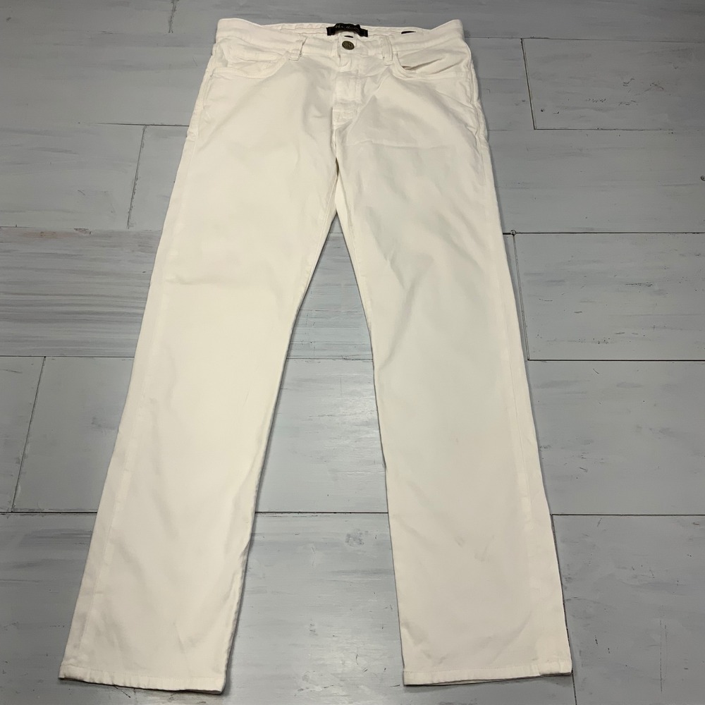 34 Heritage Courage Pants Mens 33/34 White Straight Leg Mid Rise Denim Jeans